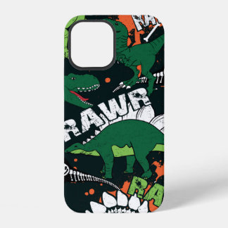 Dinosaur skeleton. Vintage grunge pattern iPhone 12 Case