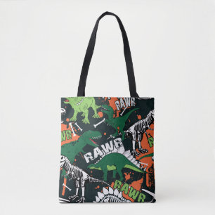 Dinosaur skeleton. Vintage grunge pattern Tote Bag
