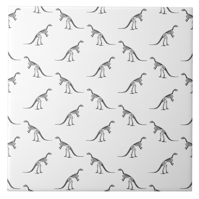 Dinosaur Skeletons Pattern CUSTOM BACKGROUND COLOR Tile (Front)