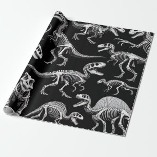Dinosaur Skeletons White Fossil Bones Wrapping Paper