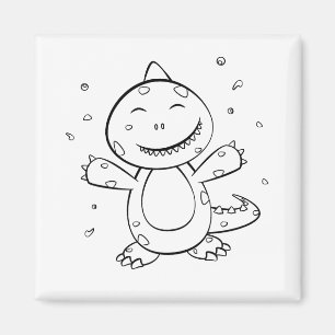 Dinosaur - Sketched Art Animal in Black & White Magnet