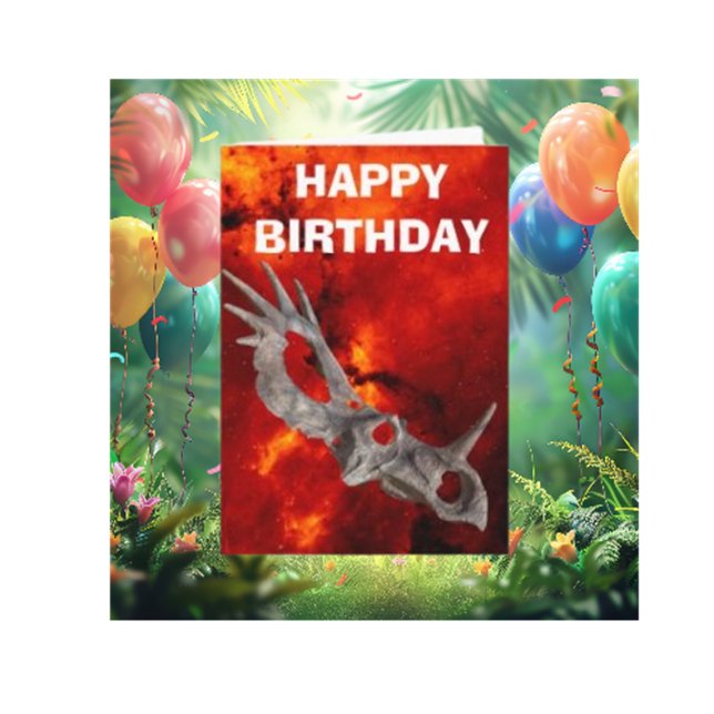 Dinosaur Skull BIRTHDAY PARTY  Card ( Let’s make it a day filled with fun, laughter, and lots of dino-roars!)