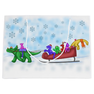 Dinosaur Sleigh Ride Large Gift Bag