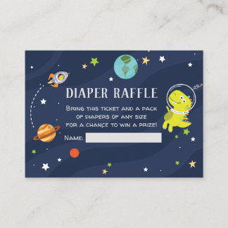 Dinosaur Space  Diaper Raffle Enclosure Card