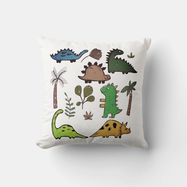 Dinosaur Species Cartoon Nursery Child Pillow (Front)