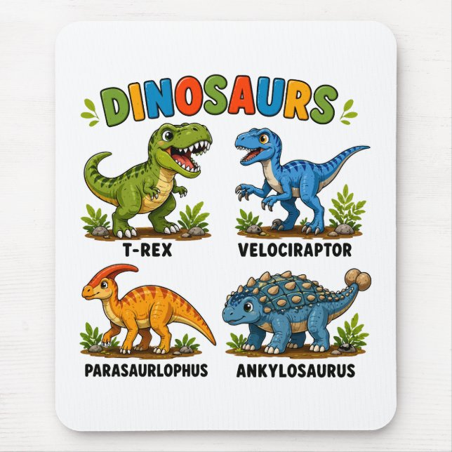 Dinosaur Species Learning for Kids Mouse Mat (Front)