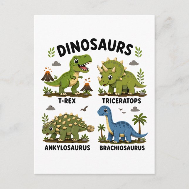 Dinosaur Species Learning for Kids Postcard (Front)