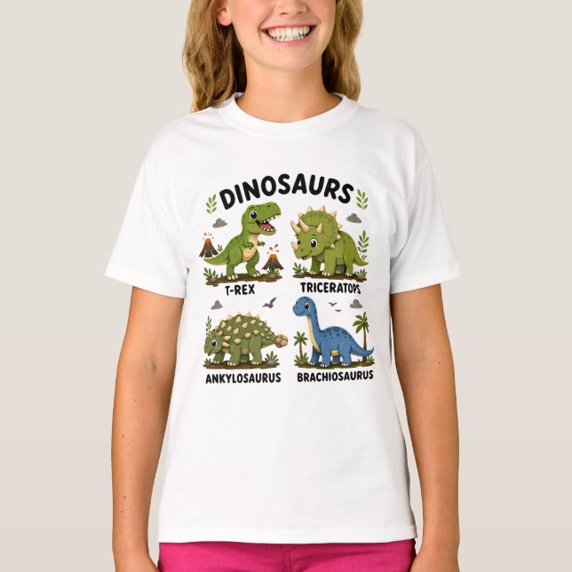Dinosaur Species Learning for Kids T-Shirt (Front)
