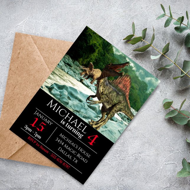 Dinosaur Spinosaurus Landscape Birthday party Invitation (Creator Uploaded)