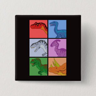 Dinosaur Squares 15 Cm Square Badge