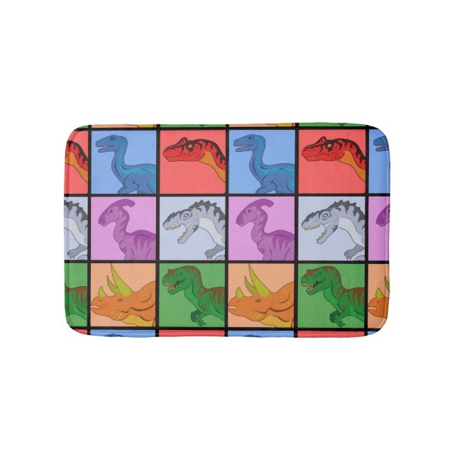 Dinosaur Squares Bath Mat (Front)