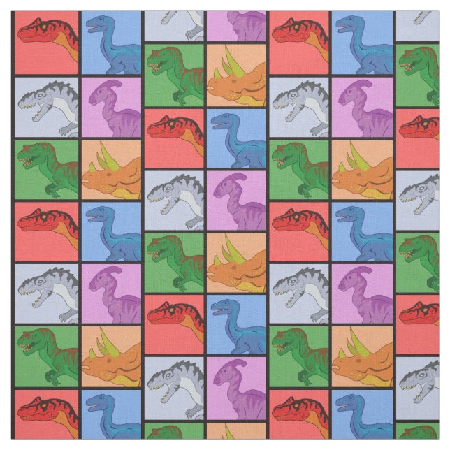 Dinosaur Squares Fabric (Swatch)