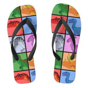 Dinosaur Squares Flip Flops