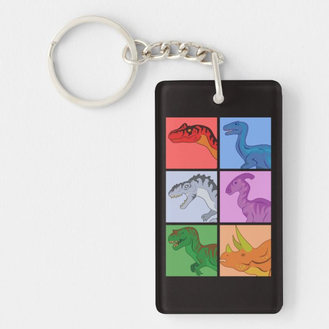 Dinosaur Squares Key Ring (Front)