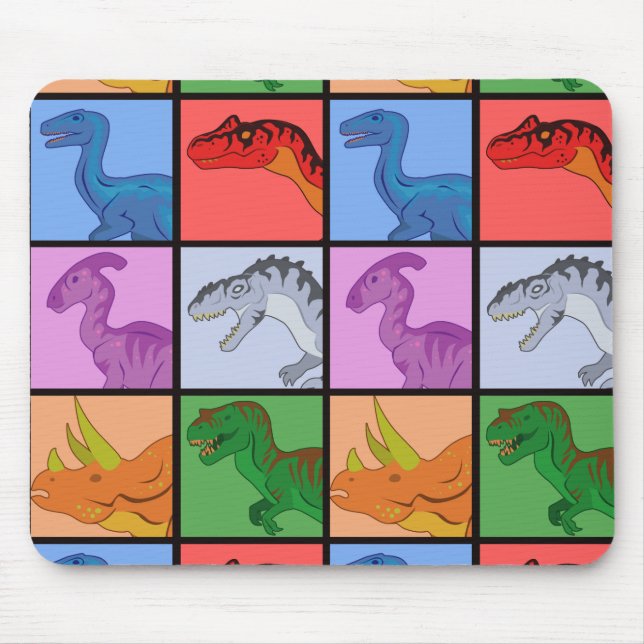 Dinosaur Squares Mouse Mat (Front)