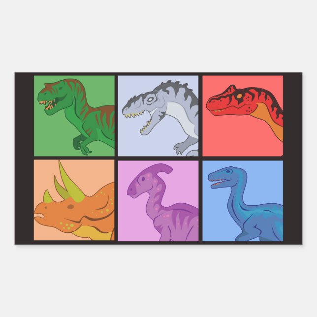 Dinosaur Squares Rectangular Sticker (Front)