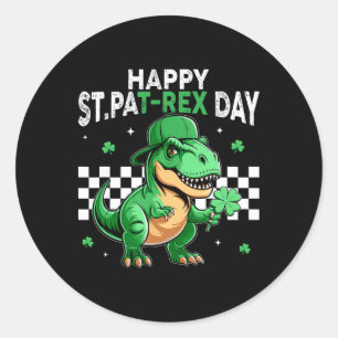 Dinosaur St Patricks Day Happy St Pat T Rex Day Bo Classic Round Sticker
