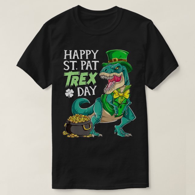 Dinosaur St Patricks Day Happy St Pat Tre T re Boy T-Shirt (Design Front)