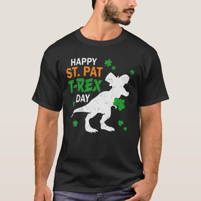 Dinosaur St Patricks Day Happy St Pat Trex Day Boy T-Shirt (Front)