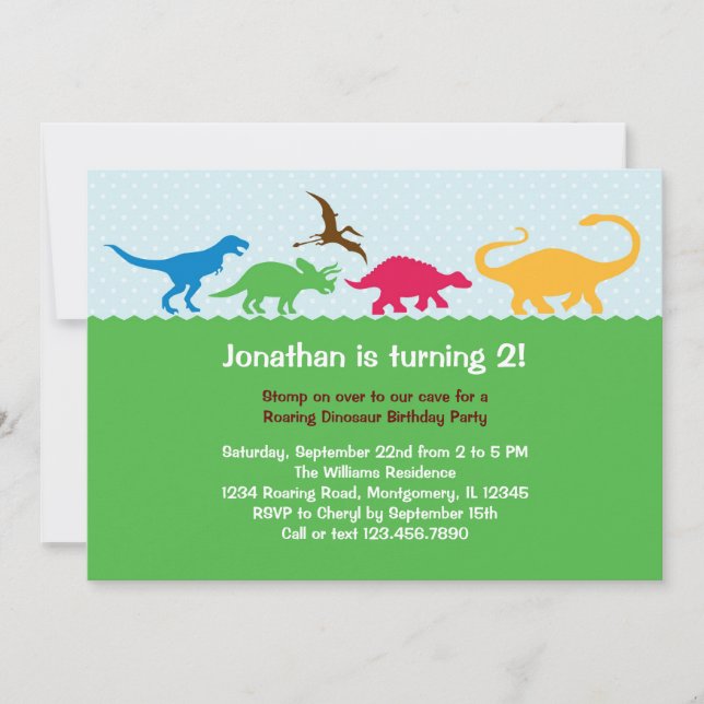 Dinosaur Stampede Birthday Party Invitation (Front)