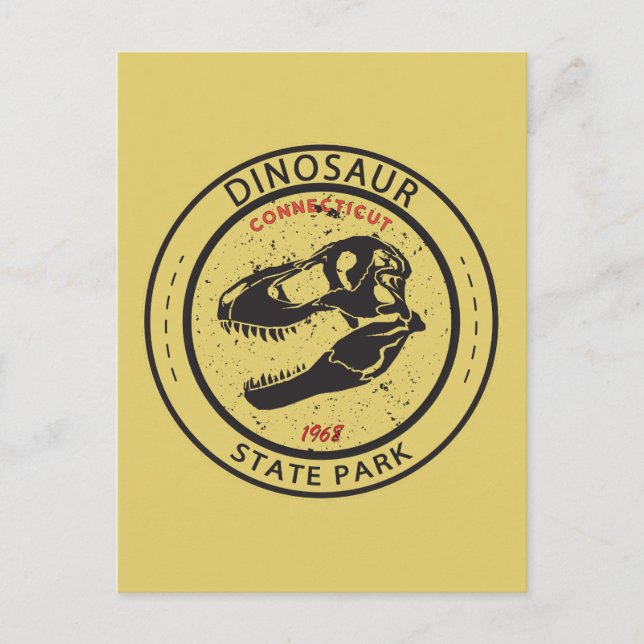 Dinosaur State Park Connecticut Badge Postcard (Front)