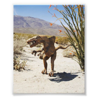 Dinosaur statue in the desert photo print