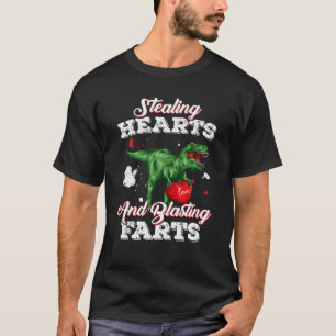Dinosaur Stealing Hearts And Blasting Farts Valent T-Shirt