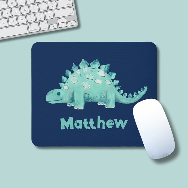 Dinosaur Stegosaurus First Name Mouse Mat (Stegosaurus dinosaur mouse mat pad with personalized name)