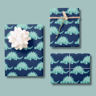 Dinosaur Stegosaurus Kids Birthday Wrapping Paper Sheet