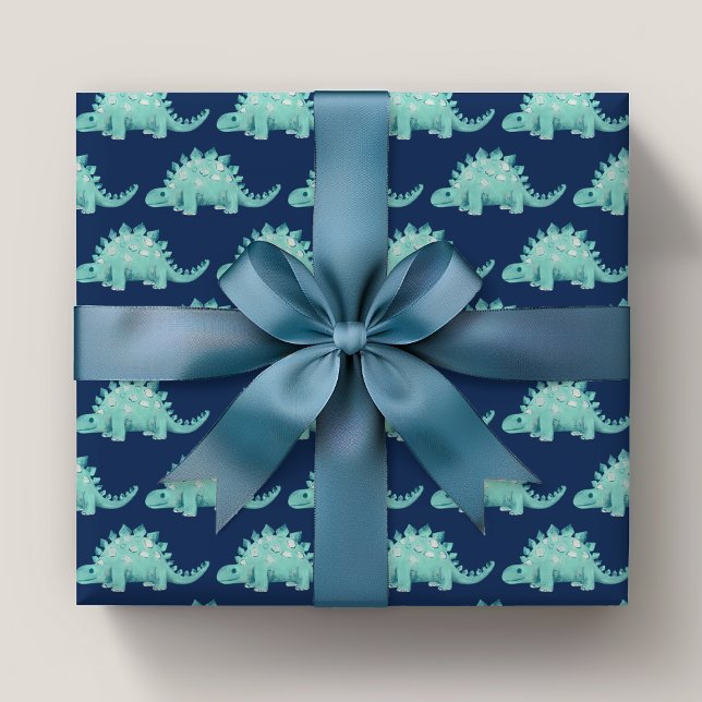 Dinosaur Stegosaurus Kids Birthday Wrapping Paper Sheet (Kids dinosaur pattern stegosaurus wrapping paper sheets)