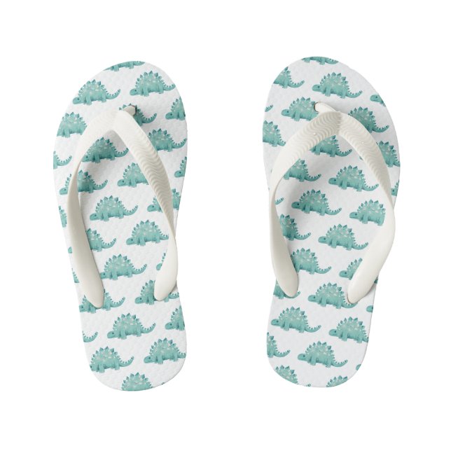 Dinosaur Stegosaurus Pattern Kid's Flip Flops (Footbed)