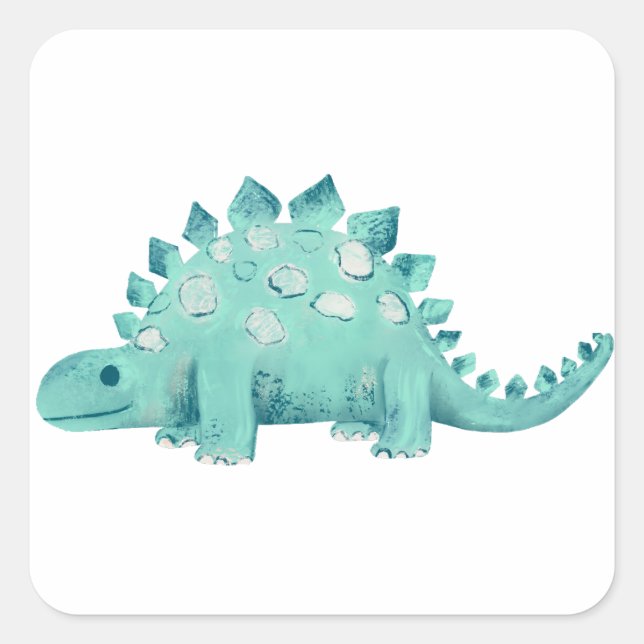 Dinosaur Stegosaurus Square Sticker (Front)