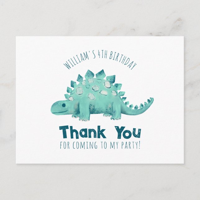 Dinosaur Stegosaurus Thank Postcard (Front)