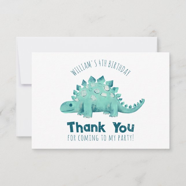 Dinosaur Stegosaurus Thank Thank You Card (Front)