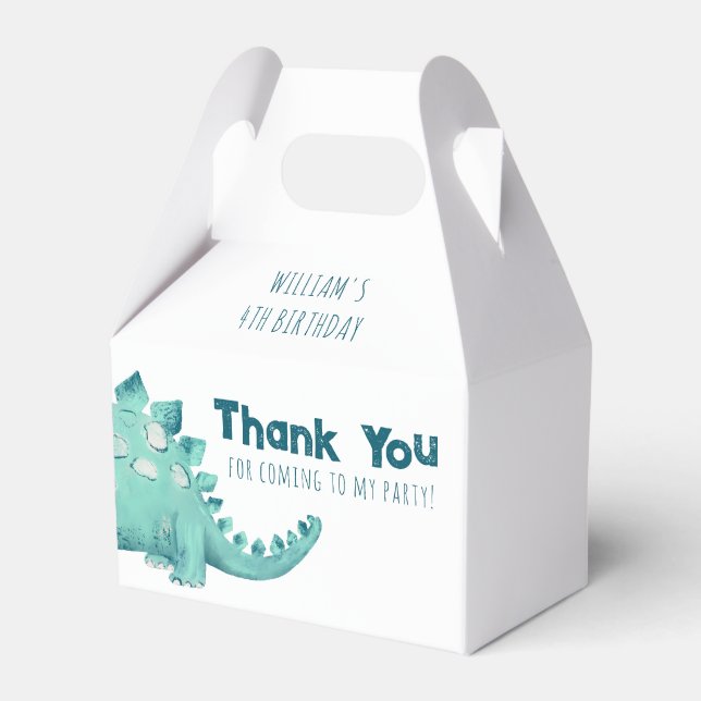 Dinosaur Stegosaurus Thank you Boys Birthday Party Favour Box (Front Side)