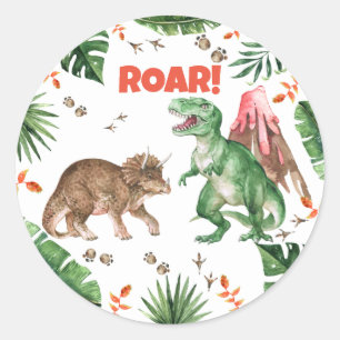 Dinosaur Sticker Dino Theme Classic Round Stickers