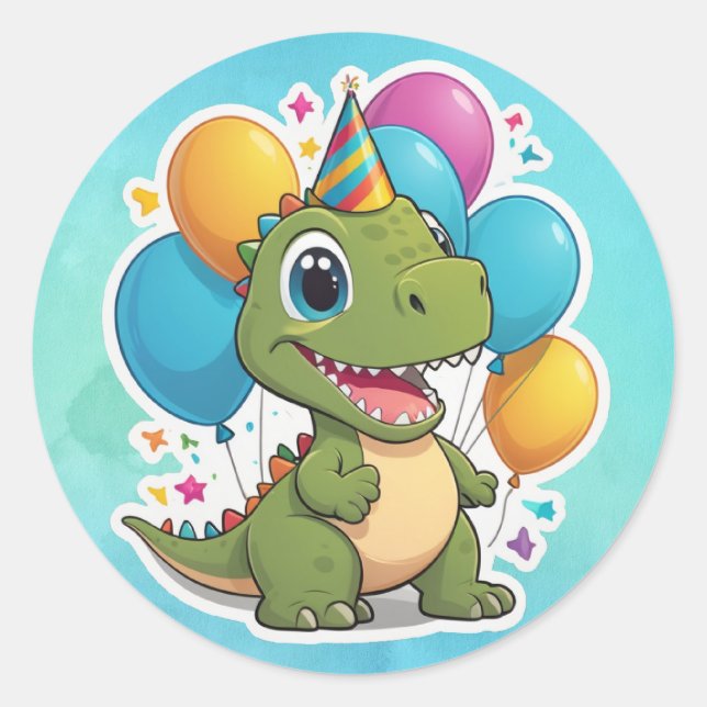 Dinosaur sticker for birthday party (Front)