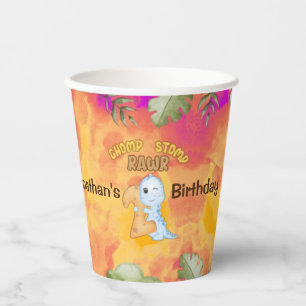 Dinosaur Stomp Chomp Rawr 2nd birthday party Paper Cups
