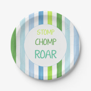 Dinosaur stomp chomp roar birthday paper plate