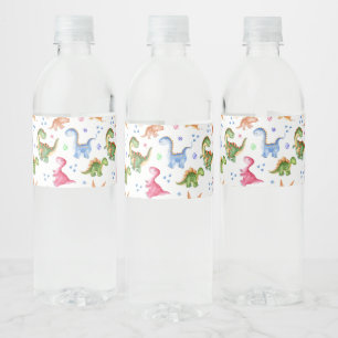 Dinosaur Stomp Chomp Roar Birthday Party Water Bottle Label