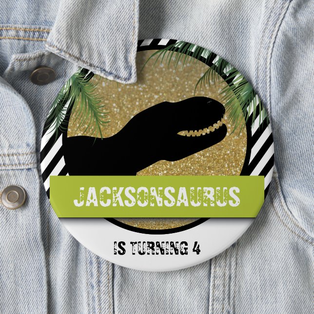 Dinosaur striped Birthday 6 Cm Round Badge (In Situ)