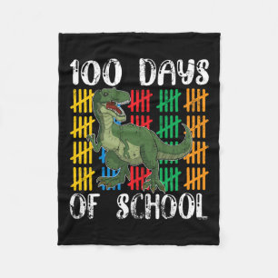 Dinosaur Student Boys Kids Gift 100 Days Of School Fleece Blanket