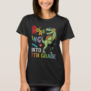 Dinosaur Student Roaring Into 7th Grade First Day T-Shirt