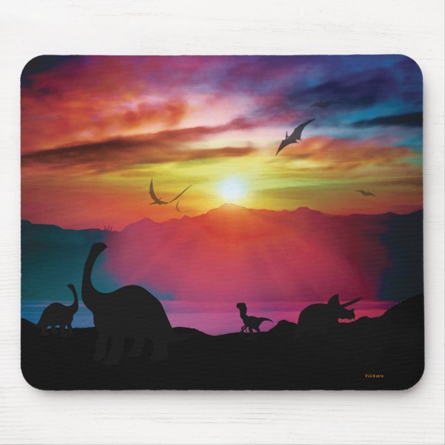 Dinosaur Sunset Mouse Mat (Front)