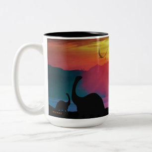Dinosaur Sunset Two-Tone Coffee Mug