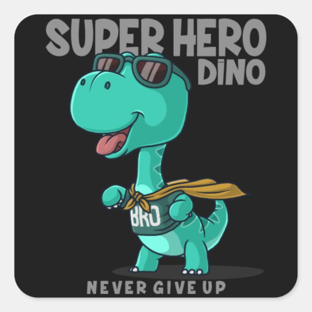Dinosaur super hero square sticker (Front)