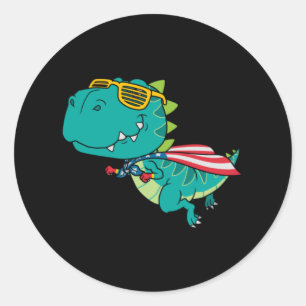 Dinosaur superhero classic round sticker