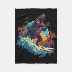 Dinosaur Surfboard Beach Surf Surfer Dinosaur T Re Fleece Blanket