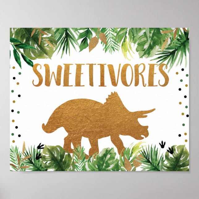 Dinosaur Sweetivores Birthday Food Table Sign (Front)