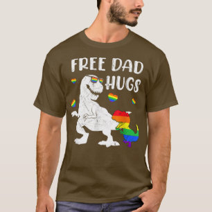 Dinosaur T Re Free Dad Hugs Wearing Glasses Father T-Shirt